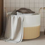 Vidaxl opbergmand ø 51x33 cm katoen beige en wit