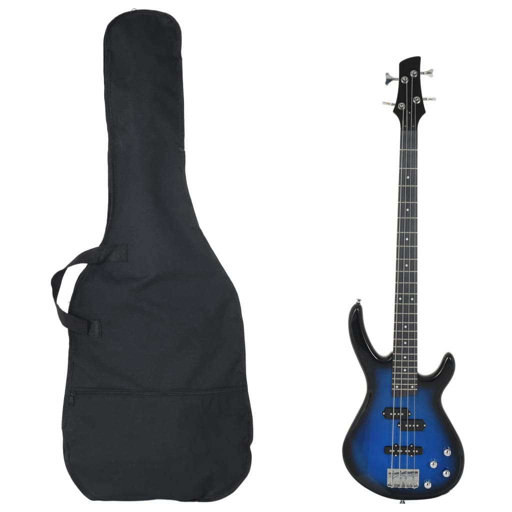 VidaXL Basgitaar voor beginners elektrisch met tas 4 4 46 blauw zwart