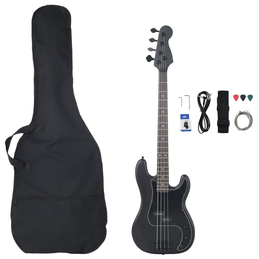 VidaXL Basgitaar voor beginners elektrisch met tas 4 4 46 zwart