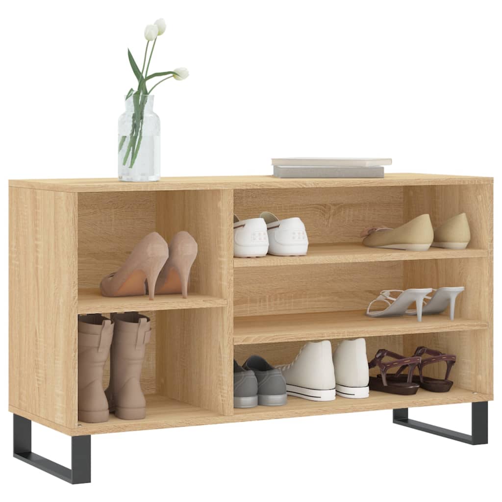 Vidaxl schoenenkast 102x36x60 cm bewerkt hout sonoma eikenkleurig