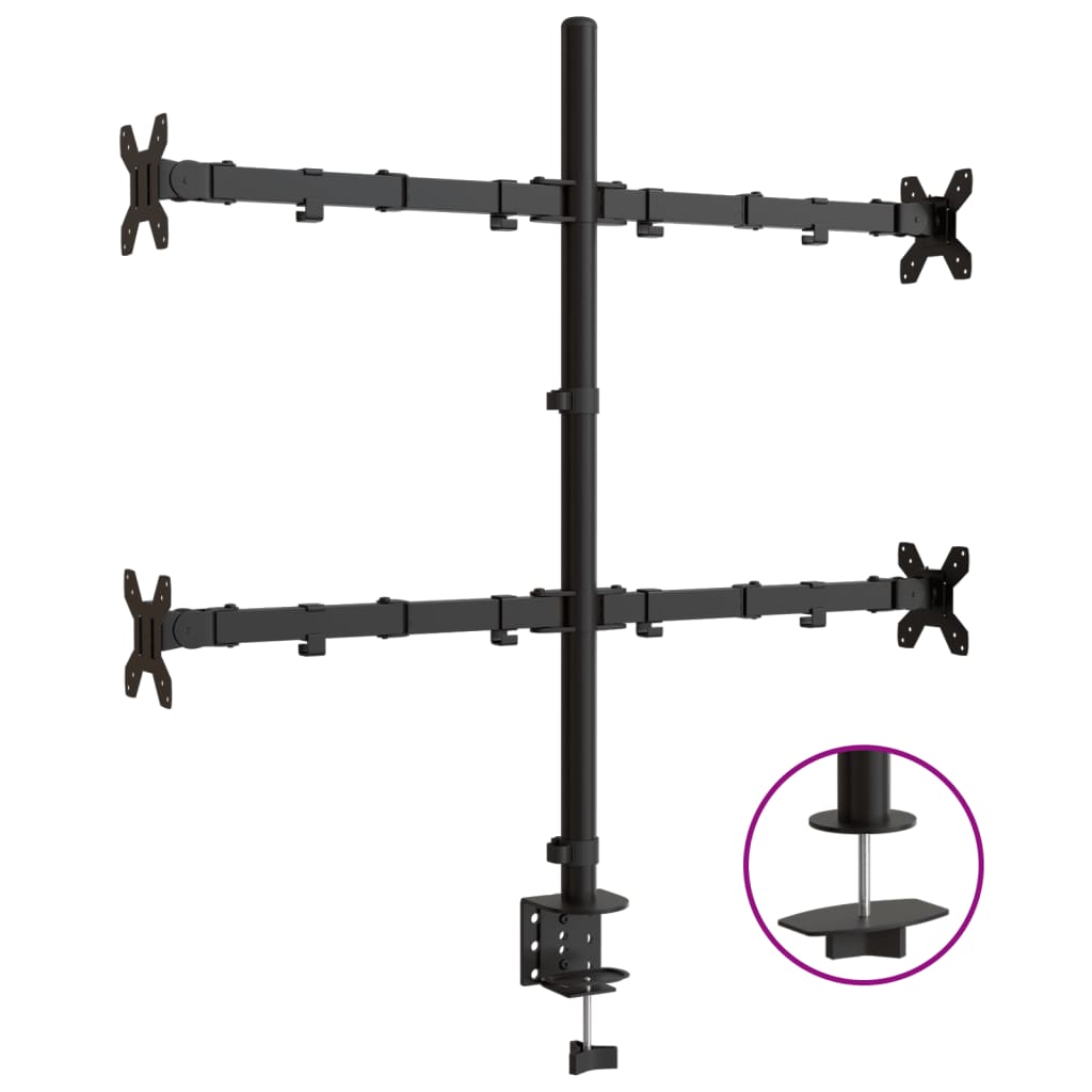 Vidaxl monitorbeugel vesa 75 100 mm zwart staal