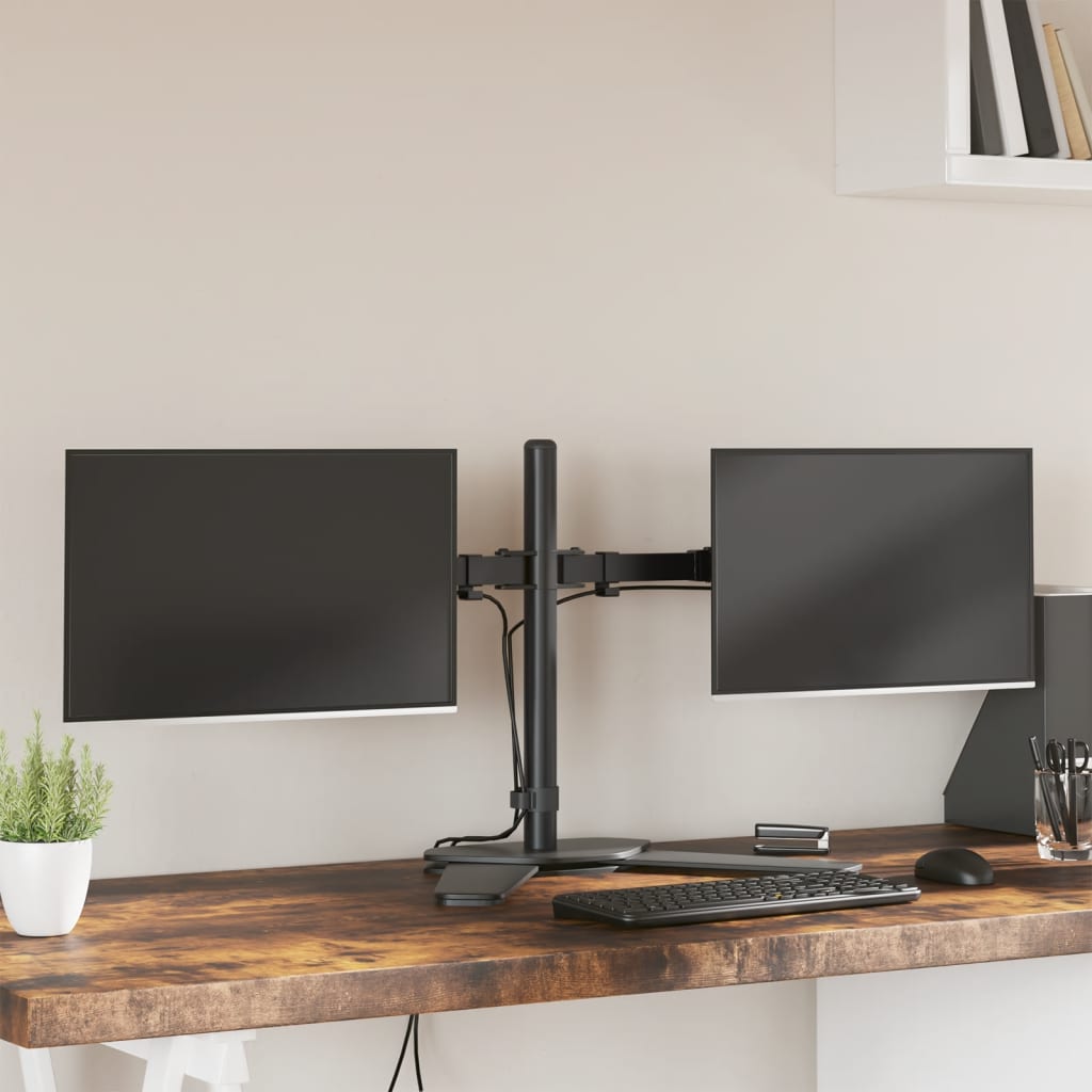 Vidaxl monitorstandaard dubbel vesa 75 100 mm staal zwart