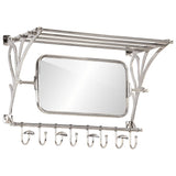 Vidaxl bagagerek met kleerhangers en spiegel wandmontage aluminium
