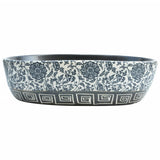 Vidaxl opzetwasbak ovaal 47x33x13 cm keramiek zwart en blauw