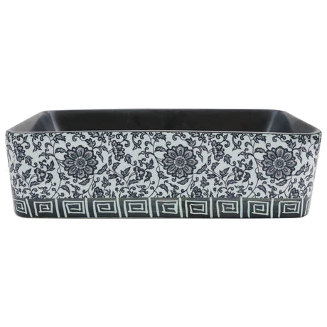 Vidaxl opzetwasbak rechthoekig 46x35,5x13 cm keramiek zwart en blauw