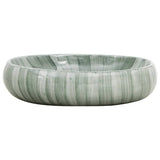 Vidaxl opzetwasbak ovaal 59x40x15 cm keramiek groen