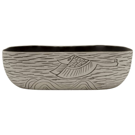 Vidaxl opzetwasbak rechthoekig 48x37,5x13,5 cm keramiek grijs en zwart