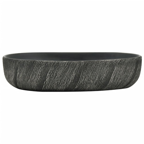 Vidaxl opzetwasbak ovaal 59x40x14 cm keramiek zwart