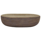 Vidaxl opzetwasbak ovaal 59x40x14 cm keramiek zandkleurig en bruin