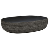 Vidaxl opzetwasbak ovaal 59x40x14 cm keramiek grijs en zwart