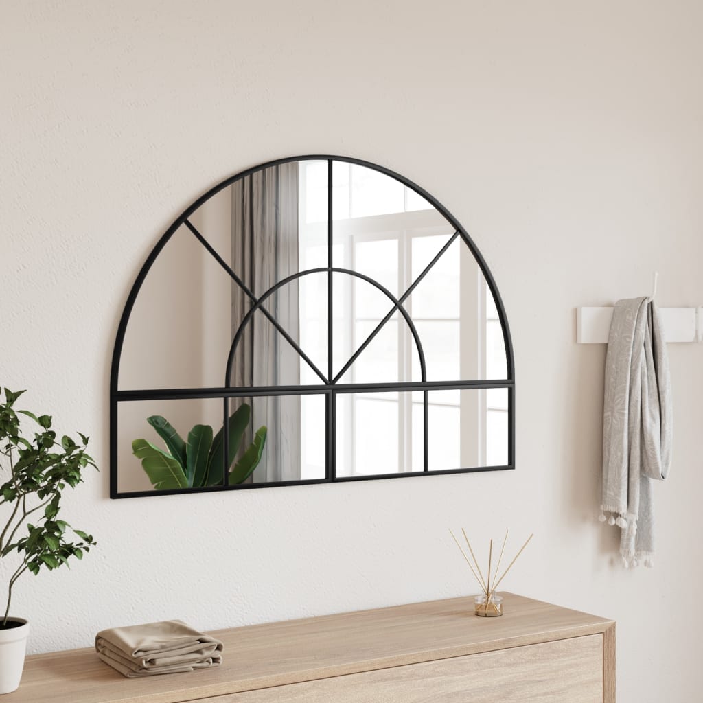Vidaxl wandspiegel boog 100x70 cm ijzer zwart