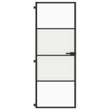 Vidaxl binnendeur smal 76x201,5 cm gehard glas en aluminium zwart