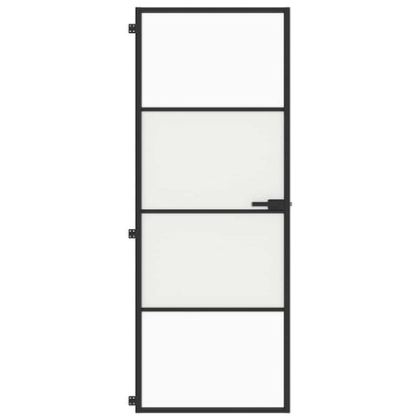 Vidaxl binnendeur smal 76x201,5 cm gehard glas en aluminium zwart