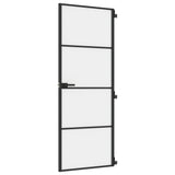 VidaXL Binnendeur smal 76x201,5 cm gehard glas en aluminium zwart