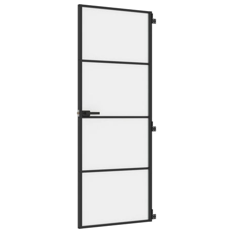 VidaXL Binnendeur smal 76x201,5 cm gehard glas en aluminium zwart