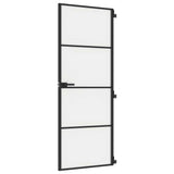 Vidaxl binnendeur smal 76x201,5 cm gehard glas en aluminium zwart