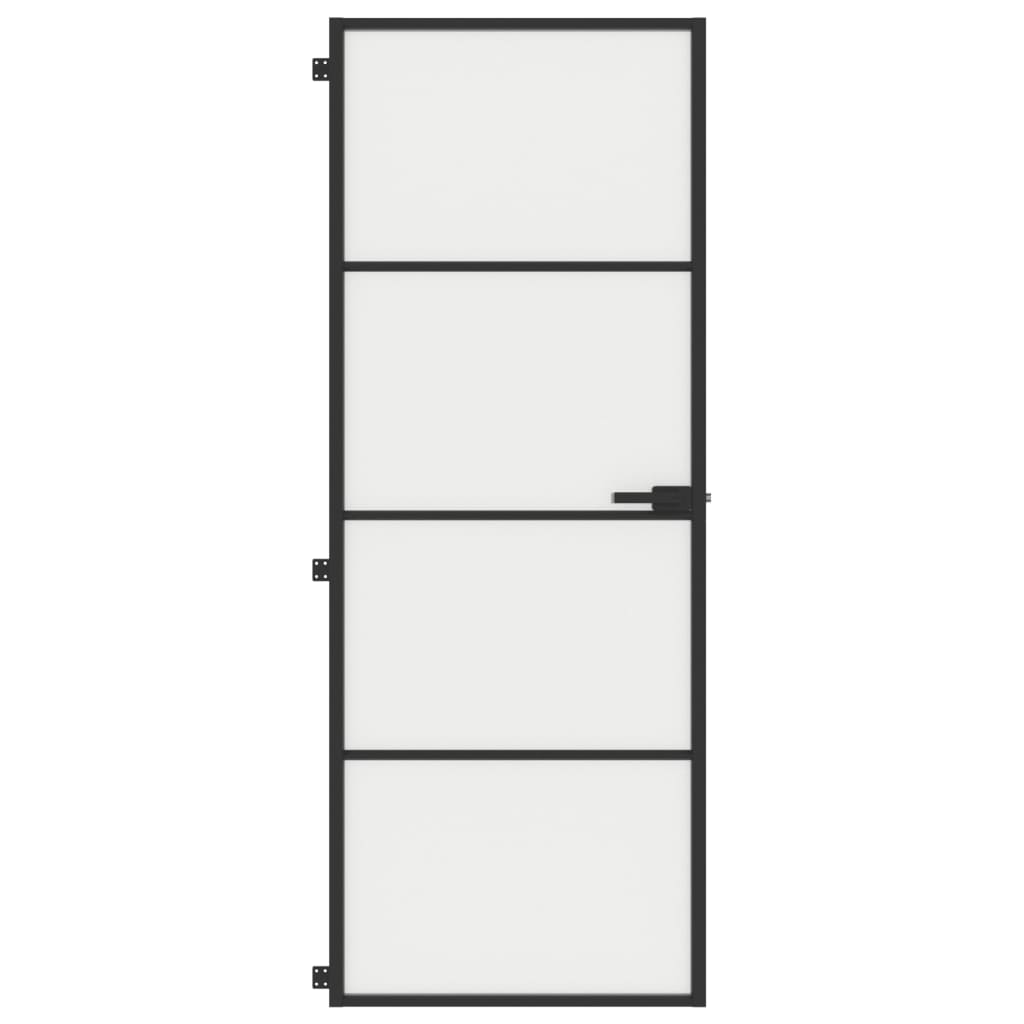 VidaXL Binnendeur smal 76x201,5 cm gehard glas en aluminium zwart