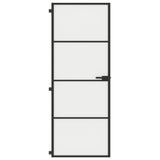 VidaXL Binnendeur smal 76x201,5 cm gehard glas en aluminium zwart