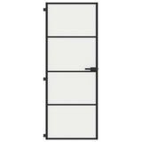 Vidaxl binnendeur smal 76x201,5 cm gehard glas en aluminium zwart