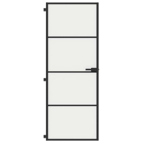 Vidaxl binnendeur smal 76x201,5 cm gehard glas en aluminium zwart