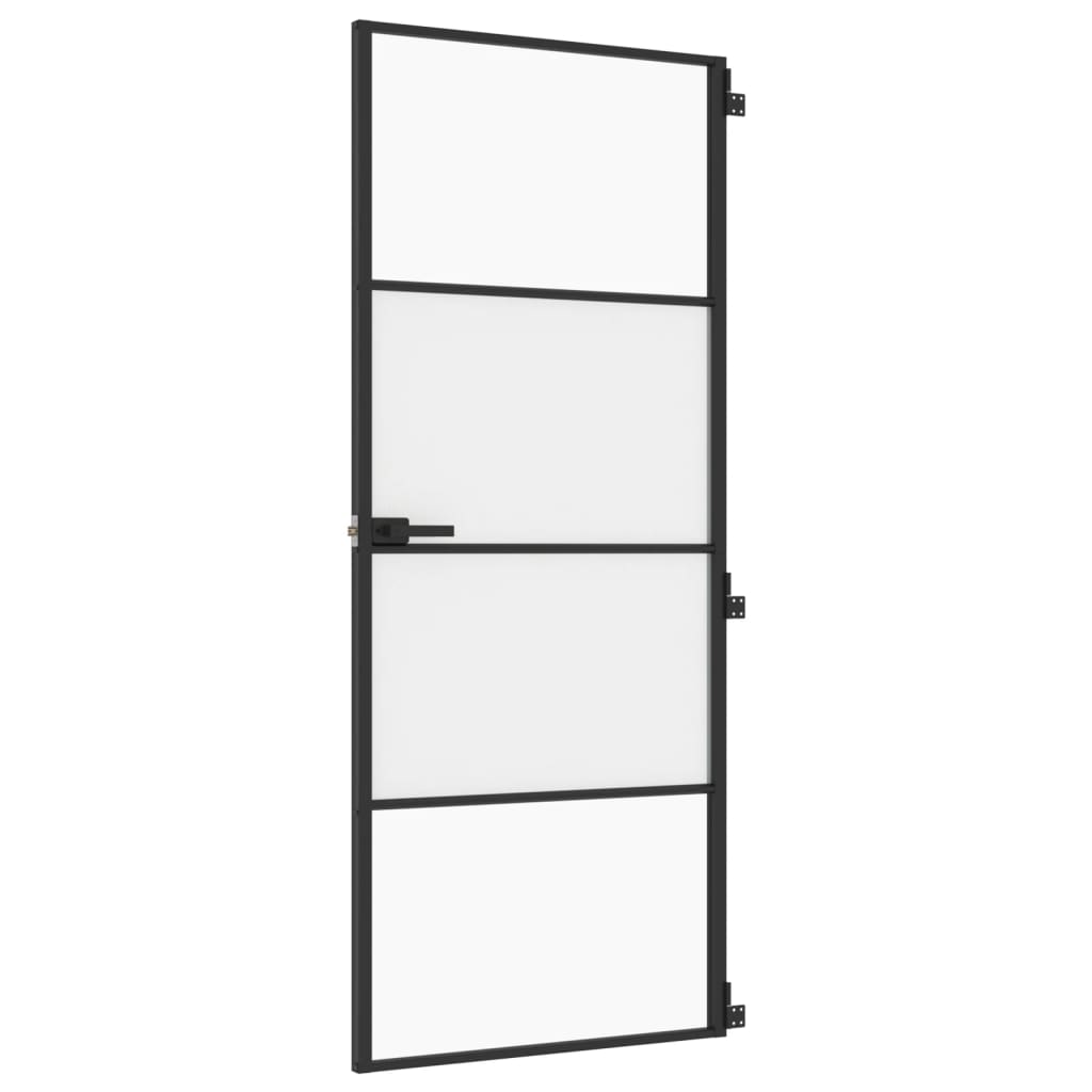 VidaXL Binnendeur smal 83x201,5 cm gehard glas en aluminium zwart