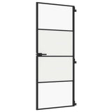 Vidaxl binnendeur smal 83x201,5 cm gehard glas en aluminium zwart