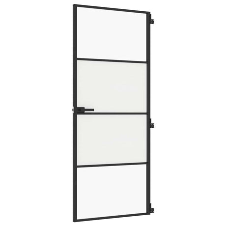 Vidaxl binnendeur smal 83x201,5 cm gehard glas en aluminium zwart