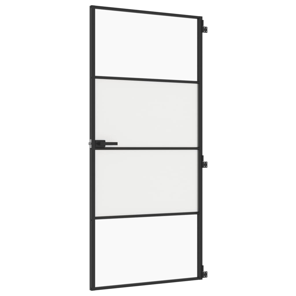 VidaXL Binnendeur smal 93x201,5 cm gehard glas en aluminium zwart