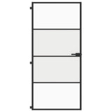 Vidaxl binnendeur smal 93x201,5 cm gehard glas en aluminium zwart