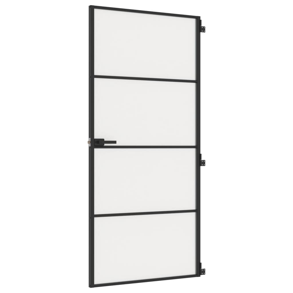 VidaXL Binnendeur smal 93x201,5 cm gehard glas en aluminium zwart