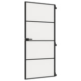 Vidaxl binnendeur smal 93x201,5 cm gehard glas en aluminium zwart