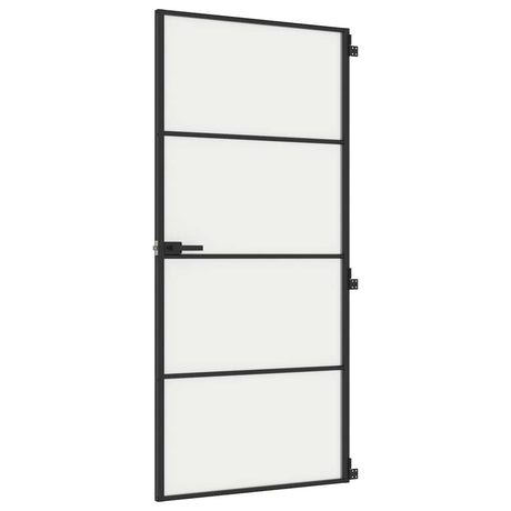 Vidaxl binnendeur smal 93x201,5 cm gehard glas en aluminium zwart