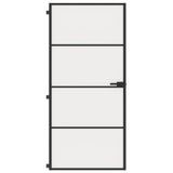 Vidaxl binnendeur smal 93x201,5 cm gehard glas en aluminium zwart