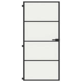 Vidaxl binnendeur smal 93x201,5 cm gehard glas en aluminium zwart