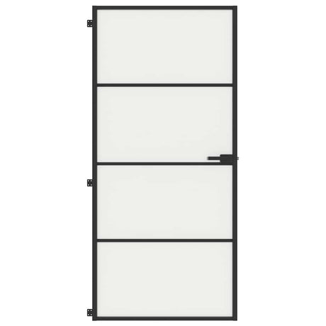 Vidaxl binnendeur smal 93x201,5 cm gehard glas en aluminium zwart