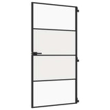 Vidaxl binnendeur smal 102,5x201,5 cm gehard glas en aluminium zwart