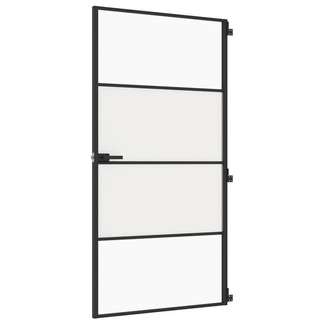 Vidaxl binnendeur smal 102,5x201,5 cm gehard glas en aluminium zwart