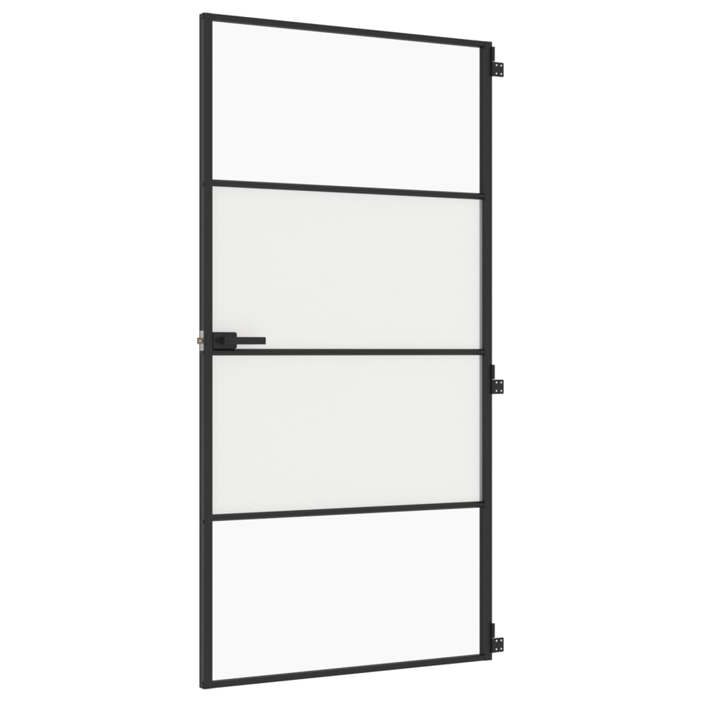 Vidaxl binnendeur smal 102,5x201,5 cm gehard glas en aluminium zwart