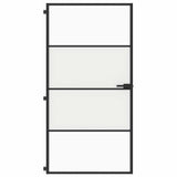 Vidaxl binnendeur smal 102,5x201,5 cm gehard glas en aluminium zwart
