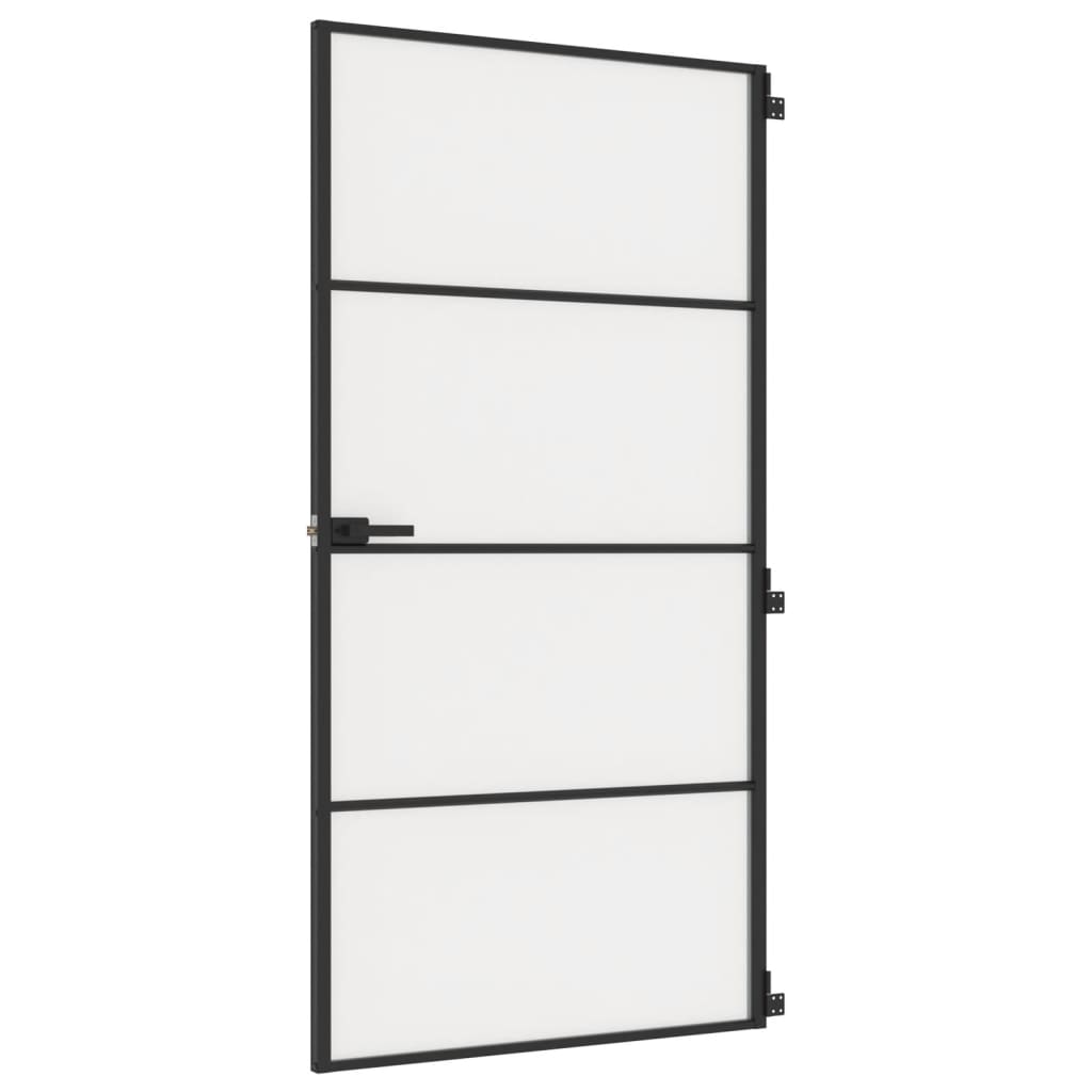 VidaXL Binnendeur smal 102,5x201,5 cm gehard glas en aluminium zwart