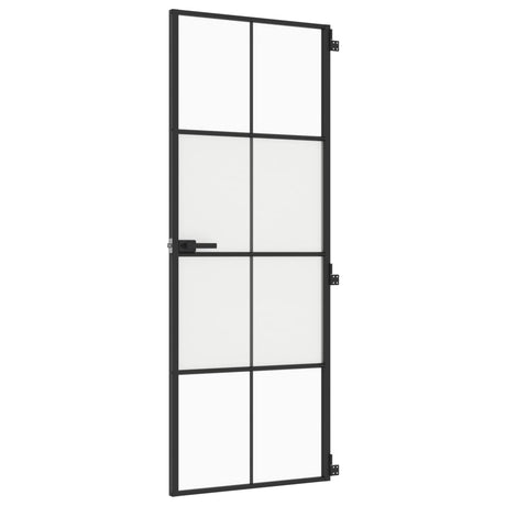 VidaXL Binnendeur smal 76x201,5 cm gehard glas en aluminium zwart