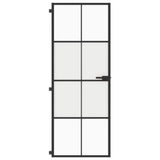 VidaXL Binnendeur smal 76x201,5 cm gehard glas en aluminium zwart