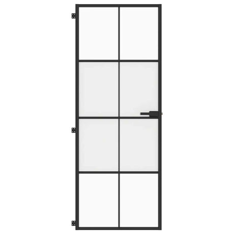Vidaxl binnendeur smal 76x201,5 cm gehard glas en aluminium zwart