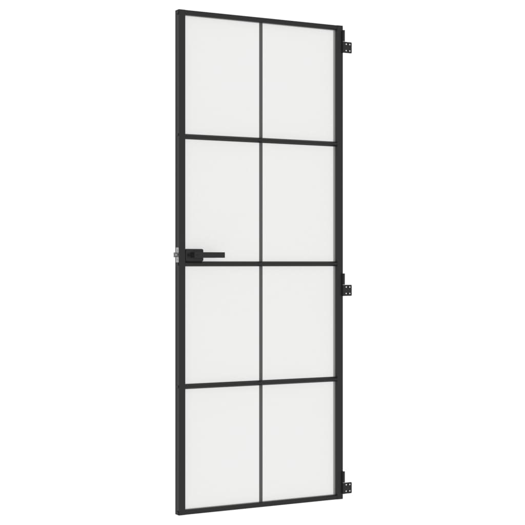 VidaXL Binnendeur smal 76x201,5 cm gehard glas en aluminium zwart