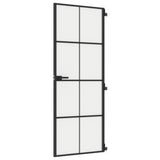 VidaXL Binnendeur smal 76x201,5 cm gehard glas en aluminium zwart