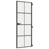 Vidaxl binnendeur smal 76x201,5 cm gehard glas en aluminium zwart