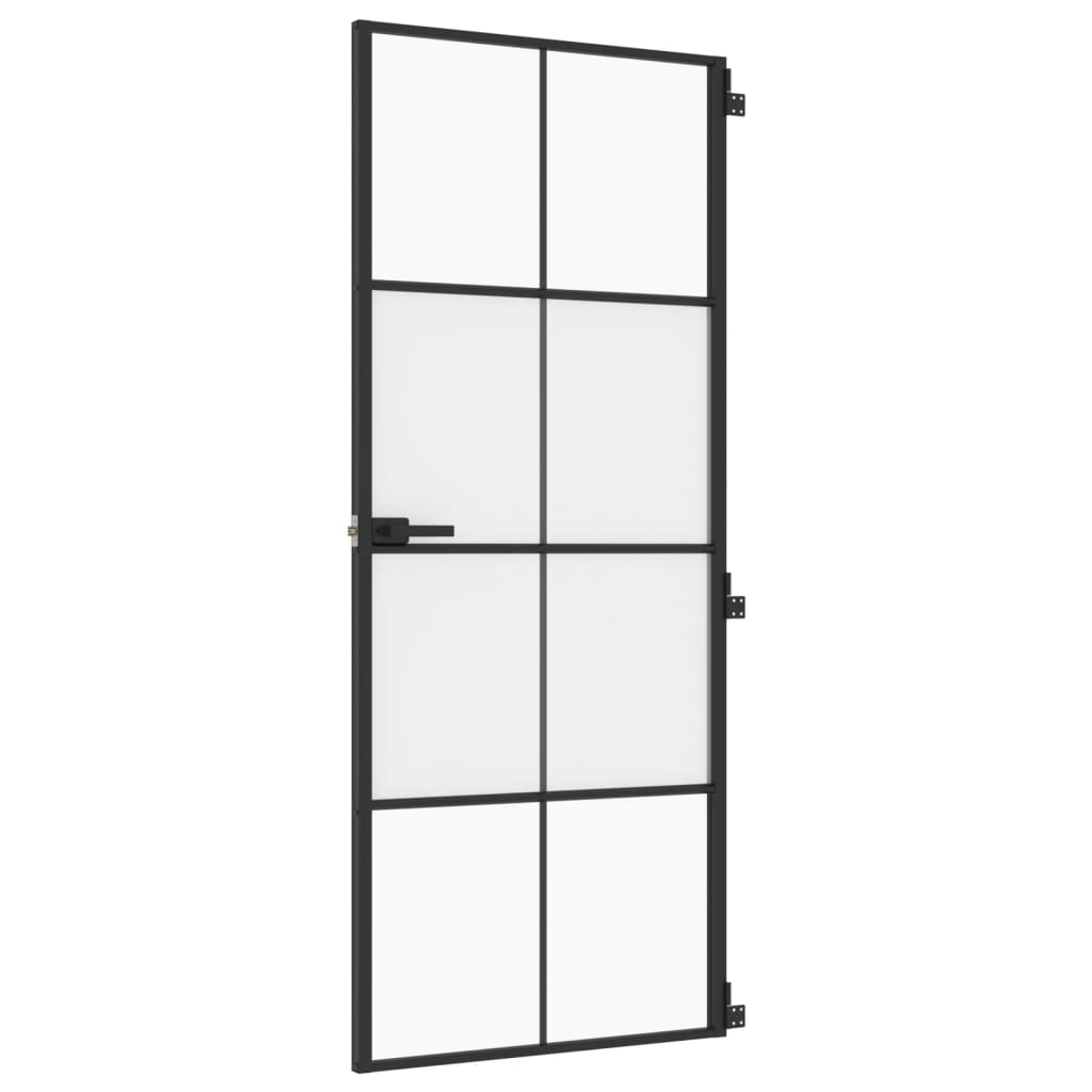 VidaXL Binnendeur smal 83x201,5 cm gehard glas en aluminium zwart