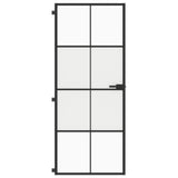 VidaXL Binnendeur smal 83x201,5 cm gehard glas en aluminium zwart