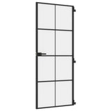 Vidaxl binnendeur smal 83x201,5 cm gehard glas en aluminium zwart