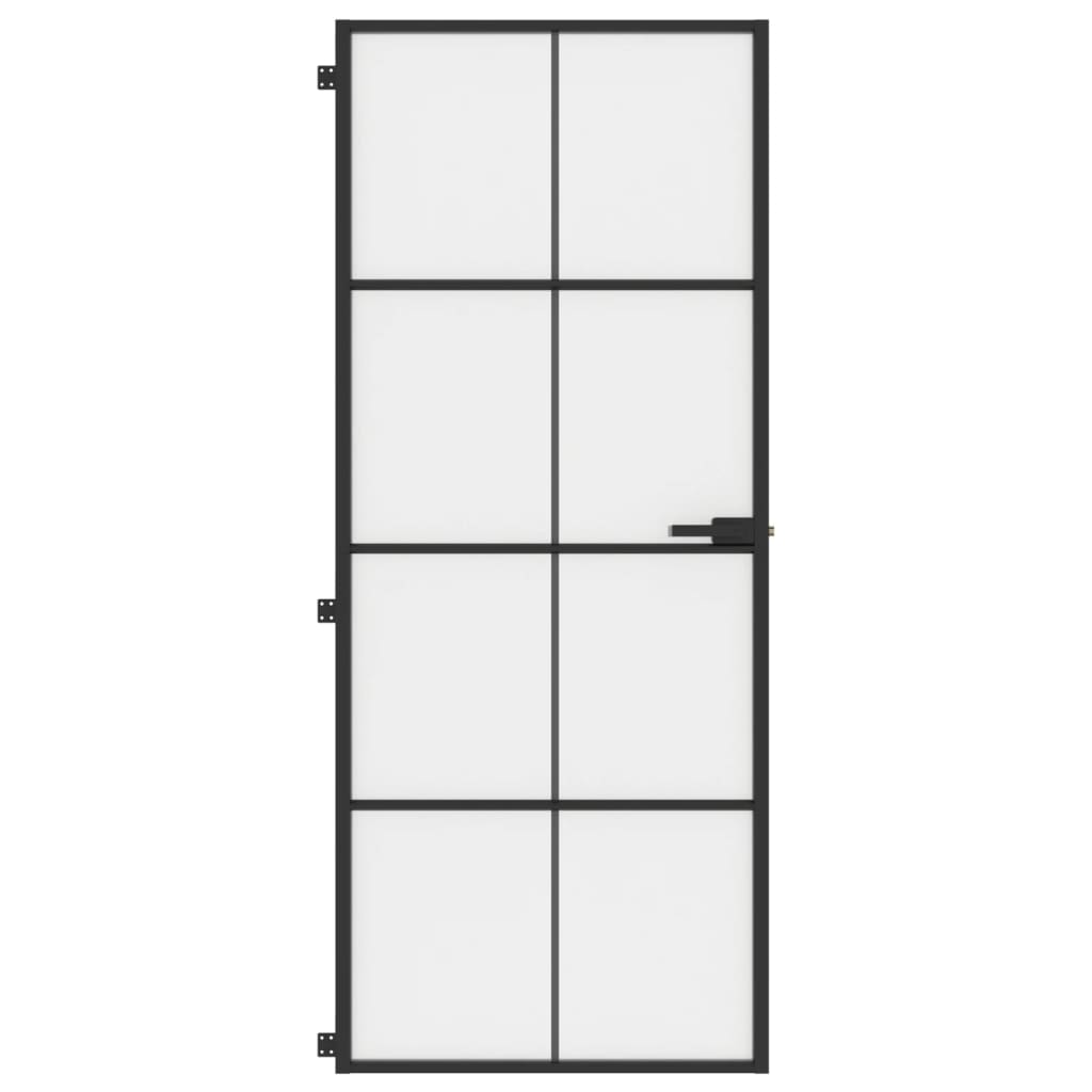 VidaXL Binnendeur smal 83x201,5 cm gehard glas en aluminium zwart